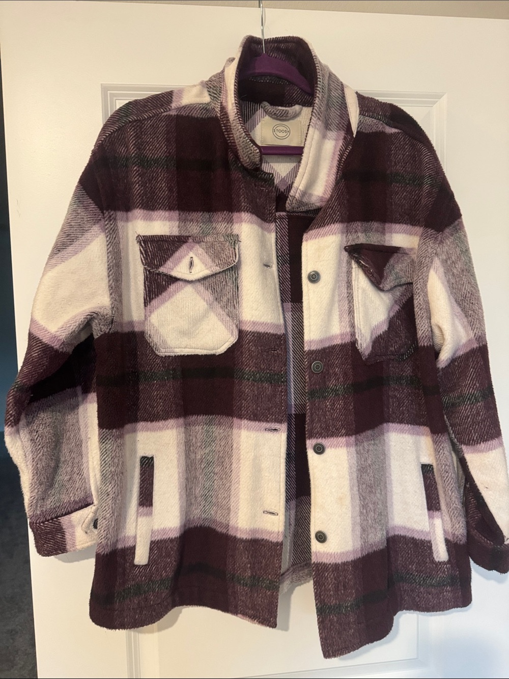 Stoosh Plum and Cream Plaid Shacket